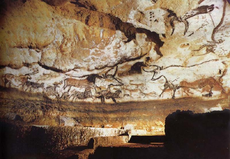 unknow artist The-large Hall in the cave of Lascaux France oil painting picture